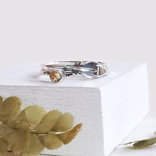 Feather and Memory Stacking Rings (With Ash And Gold Foil In Photo)