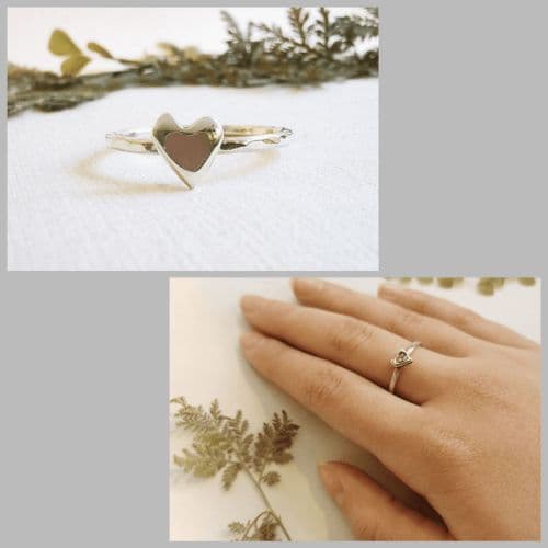 Heart Memory Ring (With Baby Blanket Fragments In Photo)