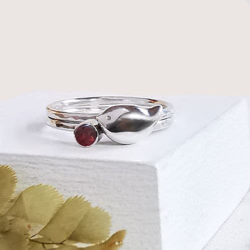 Robin and Memory Stacking Ring (With Red Thread From Dress In Photo)