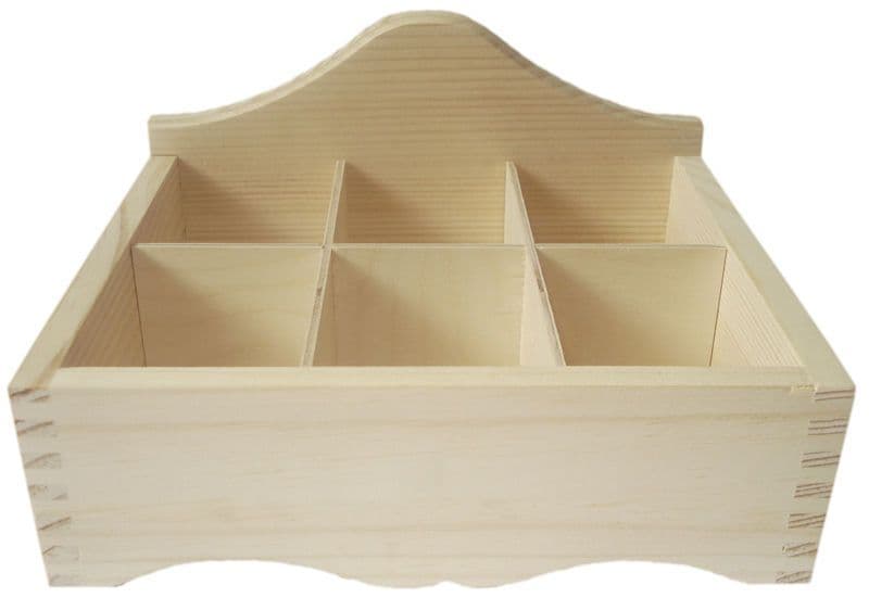 " Pine wood open 6 compartment herb storage box DD136 kitchen cooking