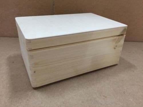 Pine Wood Storage Box With Hinged Lid, Wooden Storage Chest With Hinged Lid