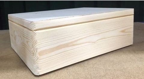 Pine Wood Storage Box With Hinged Lid 40x30x15CM NH