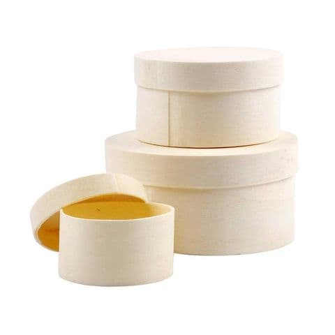 Round Wood Chip Boxes - Set of 3 - Assorted Sizes