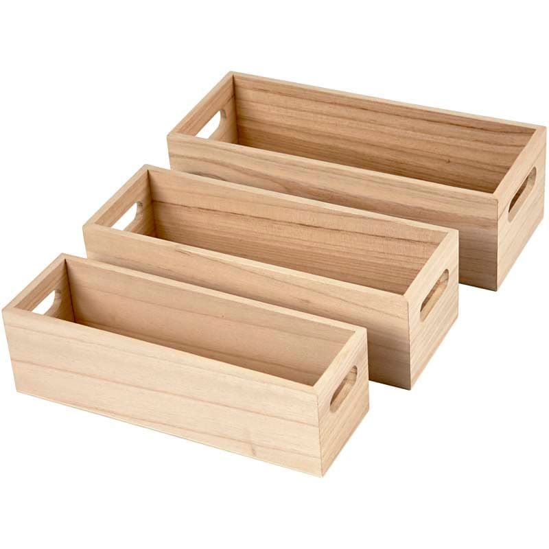 Open Top Small Storage Display Box Set, Wooden Box Storage With Lid