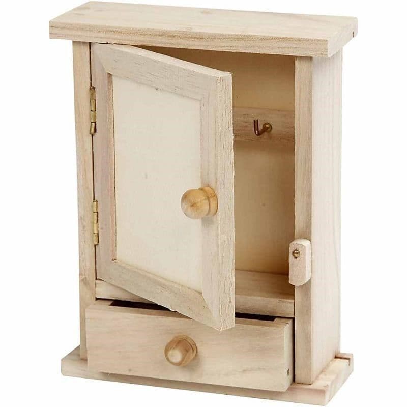 Simple small unfinished natural wood key cabinet WC370 dinky keys storage case